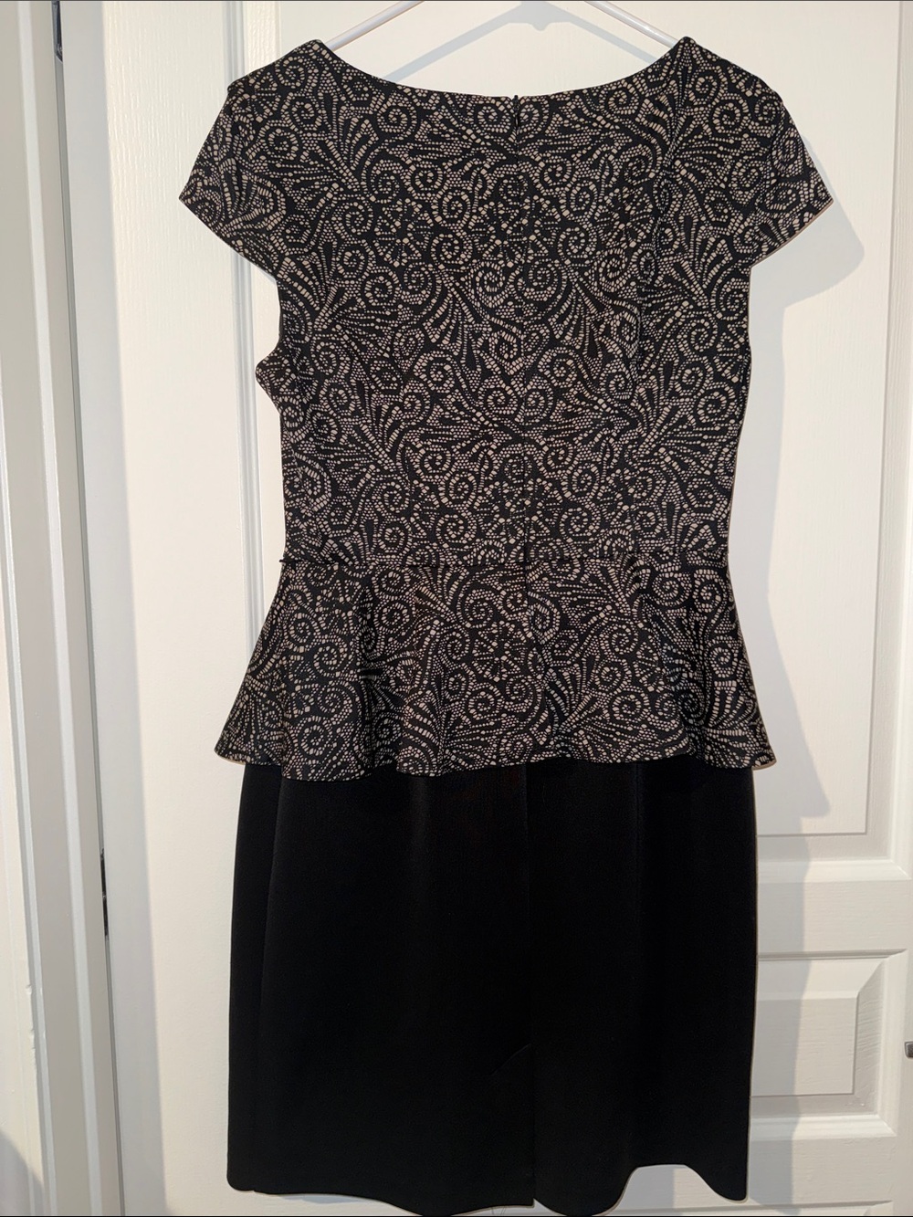 Black & Gold Patterned Peplum Skirt - Classic Women's Dress - Picture 2 of 3